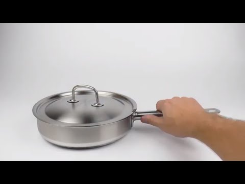 Видео: 👉Сковорода 24см Гурман Профи ВСМПО из нержавеющей стали с металлической крышкой 330724
