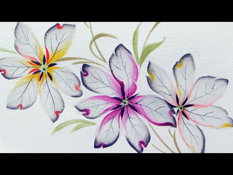 Видео: Рисуем простые цветы акрилом. Живопись акрилом для начинающих. Художник Лариса Гончарова