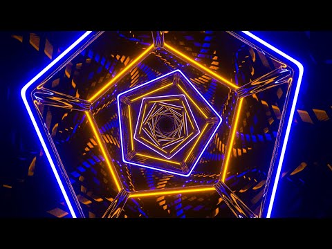 Видео: 🔷 Заставка 4K – Синий и Оранжевый Пятиугольник в Гипнотической Петле – Фон для VJ (Без Звука)