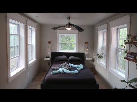 Видео: Ремонт спальни, часть 2 | Гипсокартон, отделка окон, изготовление деревянных настенных бра