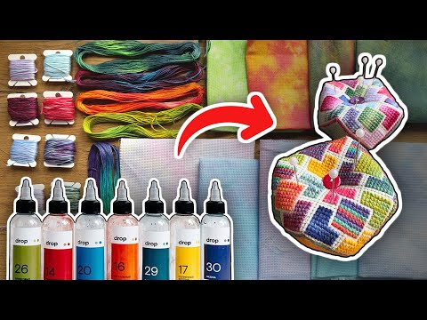Видео: ОКРАШИВАНИЕ МУЛИНЕ 🧵 и КАНВЫ 🎨 в технике Tie-Dye / Мулине Ручного Окрашивания