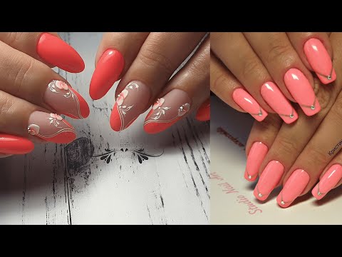Видео: Коралловый маникюр со стразами — все главные секреты