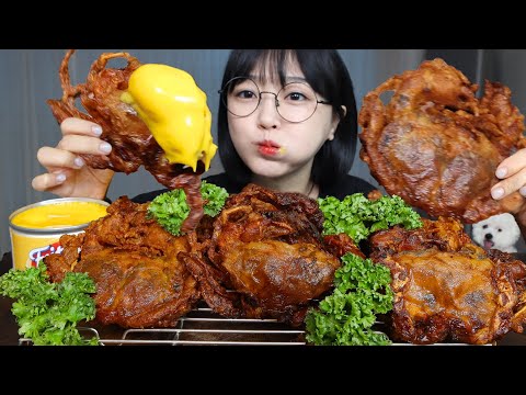 Видео: Хрустящий краб в мягком панцире с сырным соусом 🦀🧀Mukbang ASMR