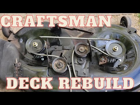 Видео: Ремонт палубы газонного трактора Craftsman 2006 года — сборка шпинделя, шкивы и лезвия