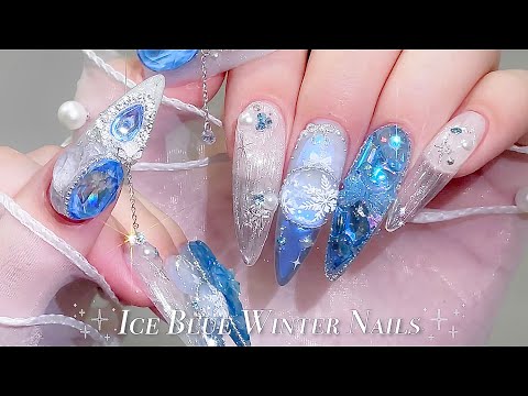 Видео: sub) Мерцающие синие ледяные ногти💙✨/🇰🇷Корейский маникюр / Как сделать ледяные ногти!💗/ Маникюр