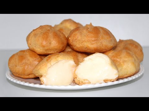 Видео: Пирожные на заварном тесте. ПРОФИТРОЛИ или ЭКЛЕРЫ. Крем ПЛОМБИР.