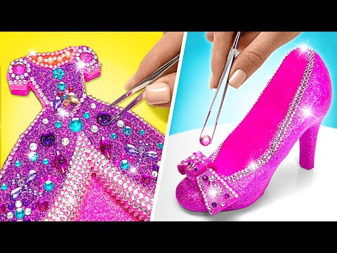 Видео: Как смастерить блестящий наряд Ариэль из глины и кристаллов? || ВЕСЕЛЫЕ ПОДЕЛКИ!👑🧜‍♀️