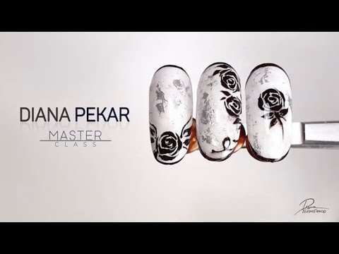 Видео: Чёрные розы на ногтях. Стильный маникюр. Трафаретная роза 🌹