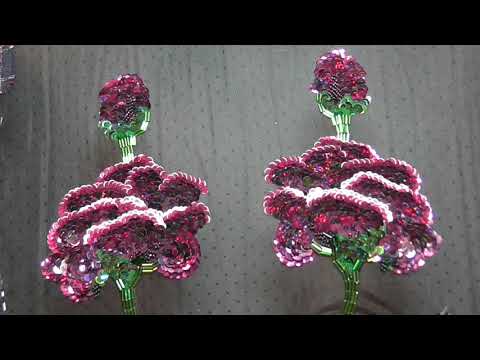 Видео: Ручная вышивка на фатине. Роза из пайеток. Hand embroidery on tulle. Rose with sequins