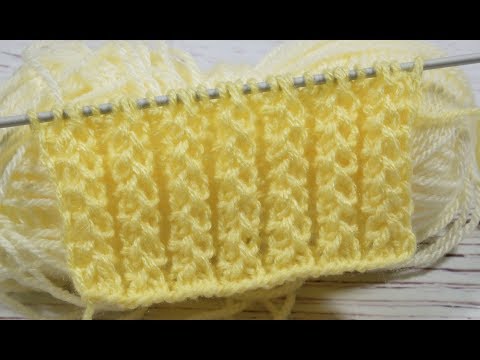 Видео: Простые узоры спицами. Объемная рельефная резинка.