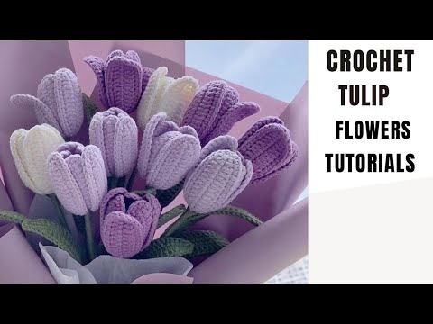 Видео: Как вязать крючком цветы || Пошаговые инструкции по вязанию тюльпана крючком