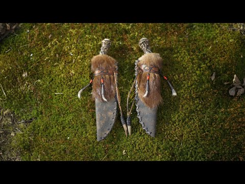Видео: Индейский нож. Рог косули, мех.