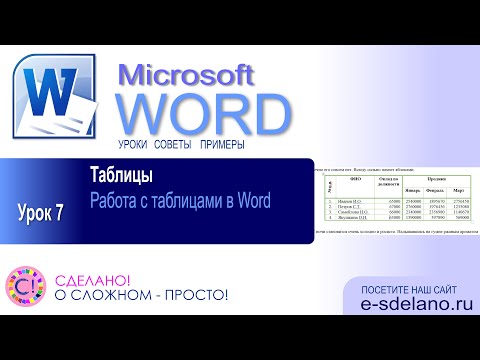 Видео: Word. Урок 7. Всё про работу с таблицами в Word
