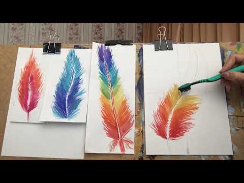 Видео: Здравствуйте. Тема «Пёрышки» рисуем зубной щёткой. От 10.07.20