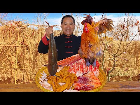 Видео: Курица, Рыба, Свинья и Корова с Лучшим Соусом, Тушеные в Древнюю Деликатес! |Дядя Деревенский Гурман