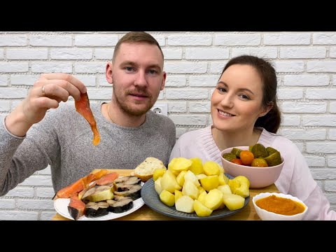 Видео: МУКБАНГ КАРТОФЕЛЬ РЫБА СКУМБРИЯ ФОРЕЛЬ СЕМГА MUKBANG POTATO FISH MACKEREL TROUT ответы на вопросы