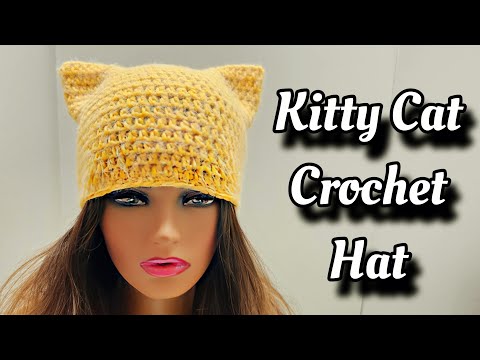 Видео: Вязаная крючком шапочка с кошачьими ушками. Простой урок для начинающих.