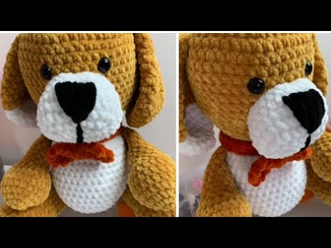 Видео: Собака из плюшевой пряжи, вязаная крючком.🧶☕️Часть2.