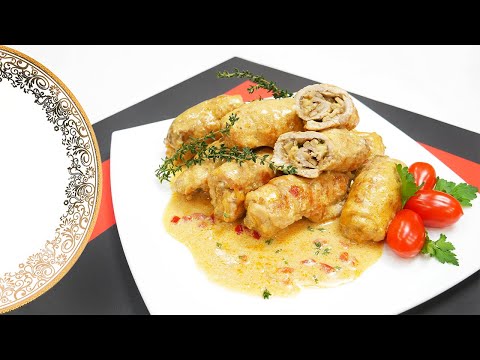 Видео: Мясные рулетики с грибами и сыром