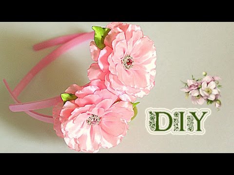 Видео: 🌺 Ободки "Twins" с цветами из лент | KANZASHI | DIY