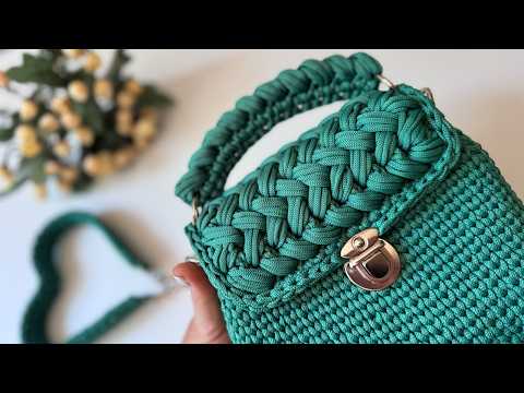 Видео: Сумочка зефирка из шнура. Подробный МК. Вязание крючком
