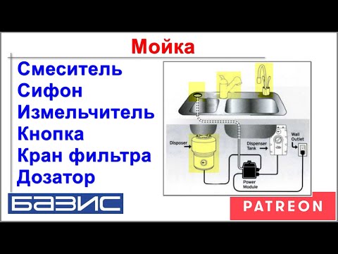 Видео: Мойка смеситель сифон измельчитель в Базис мебельщик
