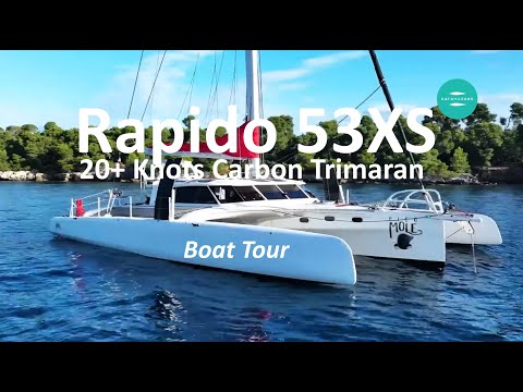Видео: Rapido 53 — 20+ узлов! Круизный парусный тримаран из карбона — водный тур.