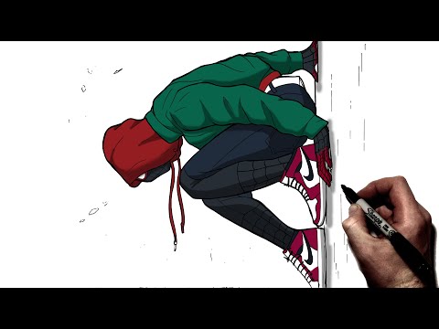 Видео: Как нарисовать Майлза Моралеса (Прыжок веры) шаг за шагом | В мир Spider-verse