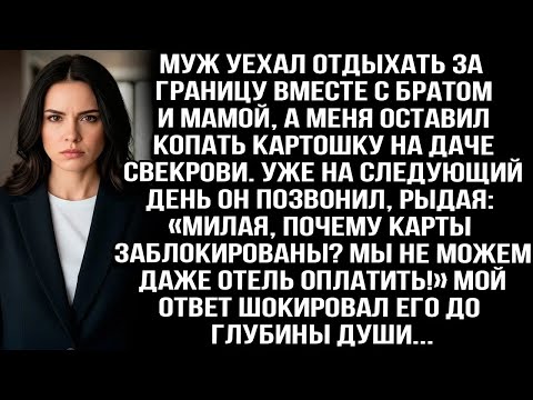 Видео: Муж уехал за границу вместе с братом и мамой, а меня оставил копать картошку на даче свекрови