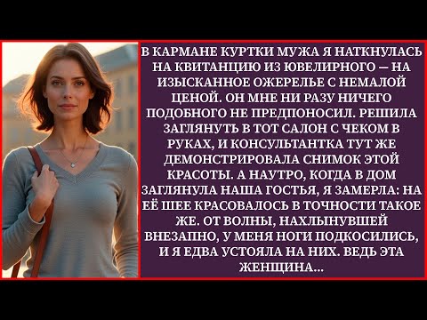 Видео: Квитанция в кармане супруга выдала тайну. Он приобрёл ожерелье для иной дамы. Но изумление в том...