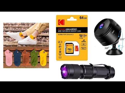 Видео: A9 Mini Camera, SD card Kodak 64 gB, фонарік, шкарпетки - Aliexpress