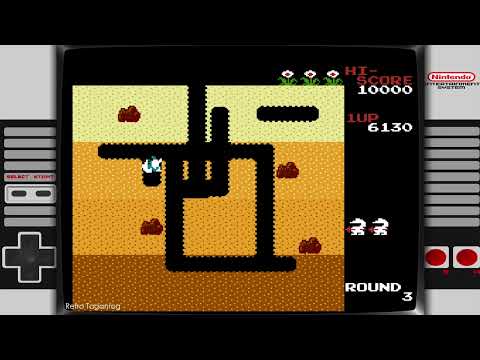 Видео: Dig Dug 1982 Игра Денди(Namco Galaga) Прохождение игры.