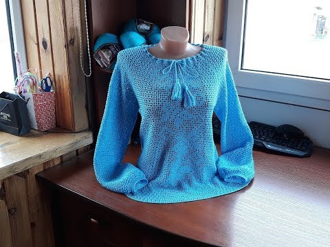 Видео: Блуза (джемпер) "Бабочки". Часть 6. Манжет.