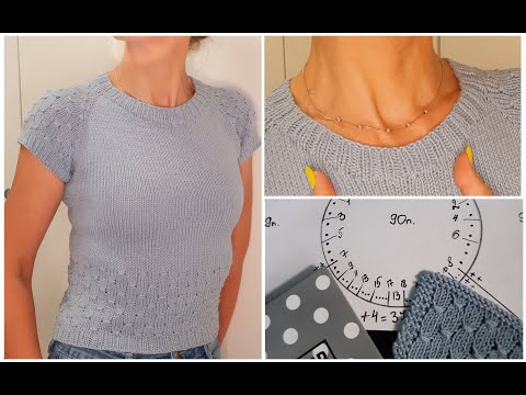 Видео: Простой летний топ регланом сверху с ростком/Подробные расчёты для начала вязания/Как вязать росток?