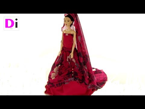 Видео: Платье для куклы Барби в Испанском стиле.