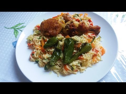 Видео: Рис с овощами и жареная  курочка отдельно