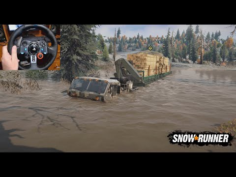 Видео: Два прицепа досок для GWC Goliant | SnowRunner | Logitech G29
