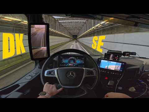 Видео: POV Девушка за рулем грузовика 👧 /// Мост Эресунн Mercedes Actros L1953 🚚 субтитры