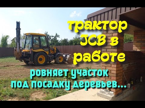 Видео: Трактор JСB в работе  Ровняет участок под посадку деревьев.