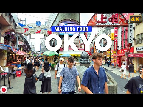Видео: Токио, Япония — станция Уэно и торговая улица Амейоко Vlog 4K Walking Tour