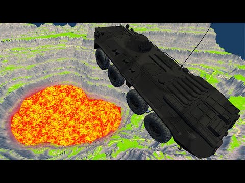 Видео: BeamNG.drive – Прыжок смерти: машины прыгают и падают в красную воду
