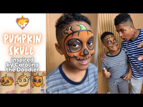 Видео: Милая и простая раскраска лица в виде тыквенного черепа