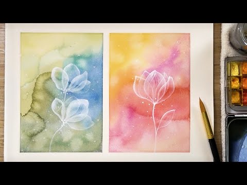 Видео: Картина 2 штуки // Техника белой акварельной живописи # 479