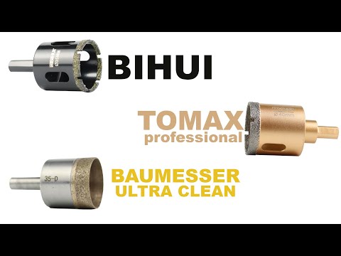 Видео: Тест алмазних коронок Bihui, Tomax professional, Baumesser Ultra Clean