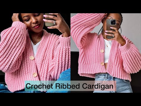 Видео: Как связать крючком кардиган в рубчик