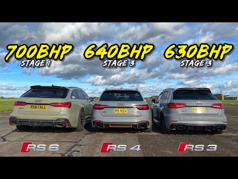 Видео: СОПЕРНИКИ QUATTRO.. 630 л.с. RS3 против 640 л.с. RS4 против 700 л.с. RS6