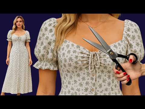 Видео: Урок по построению выкройки – Макси-платье с квадратным вырезом и рукавами-фонариками