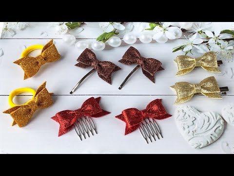 Видео: Бантики из глиттерного фоамирана Без Шаблона Резиночки DIY Glitter Foam sheet craft / DIY Hair Bows