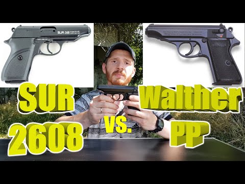 Видео: Сравнение SUR 2608 и Walther PP | На сколько стартовый похож на боевой?