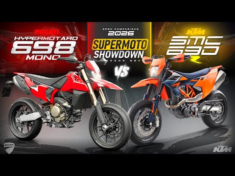 Видео: 2026 KTM 690 SMC R против Ducati Hypermotard 698 Mono ┃ Сравнение характеристик Supermoto